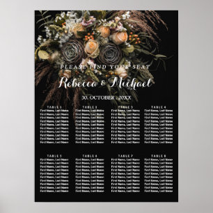 Dunkle Vintage-Blumen Poster