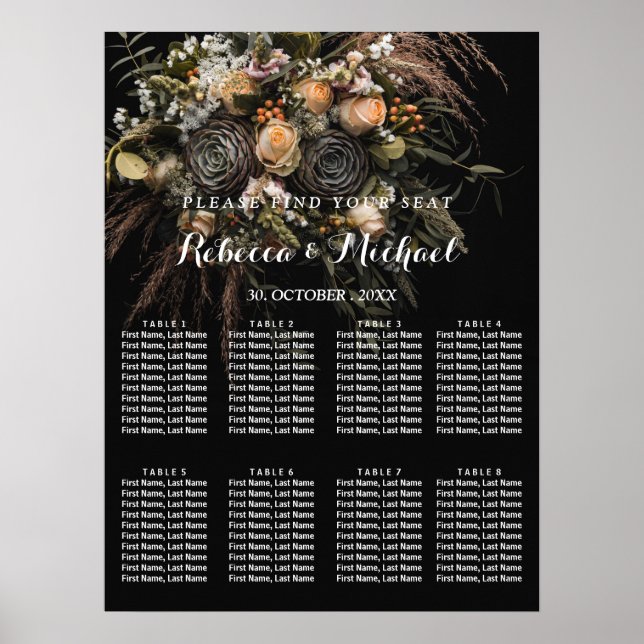 Dunkle Vintage-Blumen Poster (Vorne)