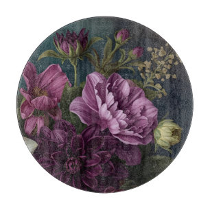 Dunkle Vintage-Blumen Schneidebrett