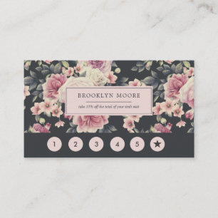 Dunkle Vintage Blumenlogo-Loyalitäts-Karte Treuekarte