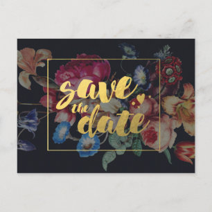 Dunkle Vintage Blüte Save the Date Postkarte