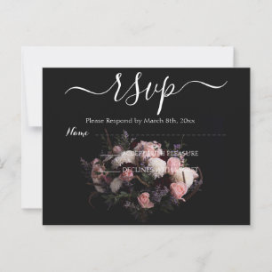 Dunkle vintage-burgunderrote Florale RSVP-Postkart Postkarte