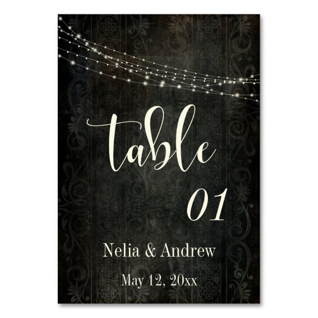 Dunkle Vintage Design Cream Typografy Tischnummer (Vorderseite)