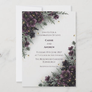 Dunkle Violette Distel-Hochzeitseinladung Einladung