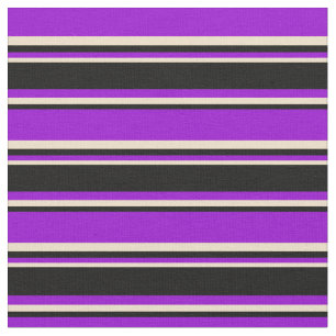 Dunkle Violette, Schwarz-Tan-Farbstreifen Muster Stoff