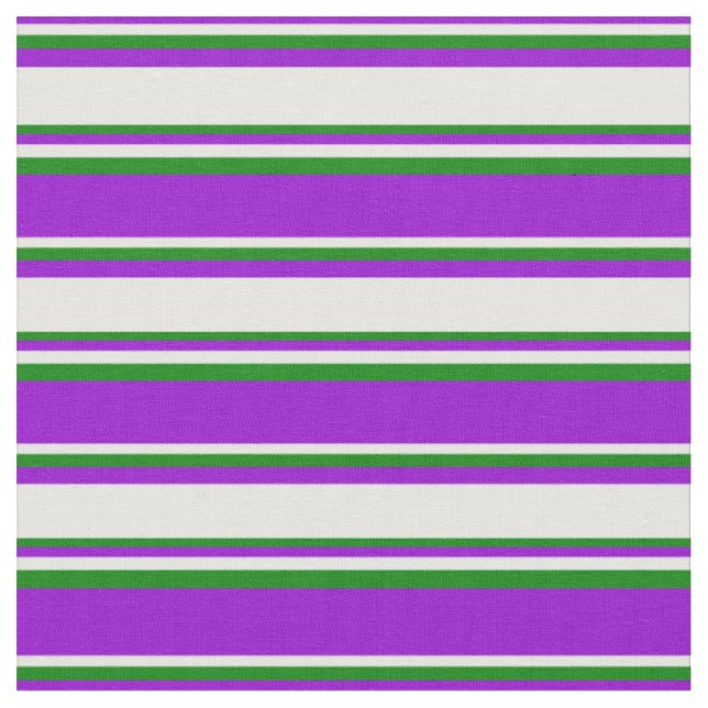 Dunkle violette, weiße und grüne Linien Stoff (Nahaufnahme)