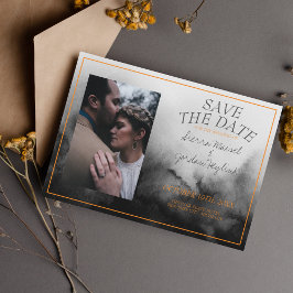 Dunkle Wasserfarbe Schwarzes Orange Halloween Goth Save The Date