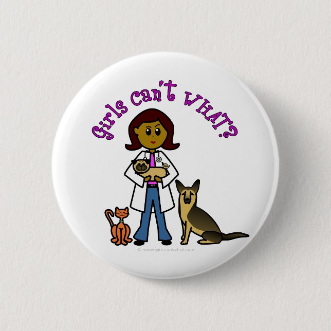 Dunkle Weibliche Veterinärmedizin Button (Vorderseite)