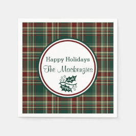 Dunkle Weihnachten Kariertes Muster Custom Serviette