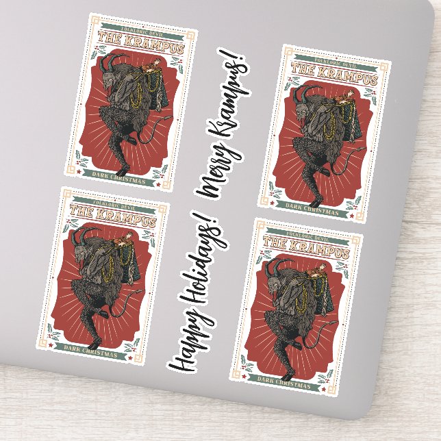 Dunkle Weihnachts Folklorischer Teufel Krampusbeut Aufkleber (Detail)