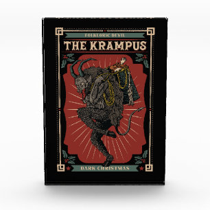 Dunkle Weihnachts Folklorischer Teufel Krampusbeut Fotoblock