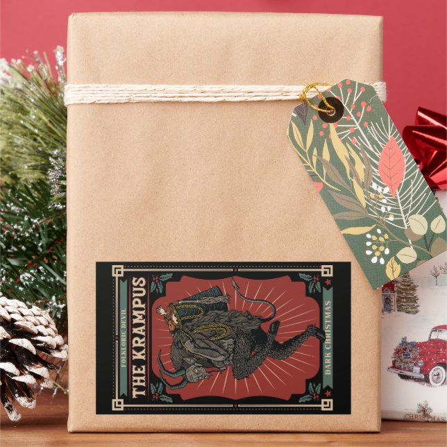 Dunkle Weihnachts Folklorischer Teufel Krampusbeut Rechteckiger Aufkleber (Feiertag)