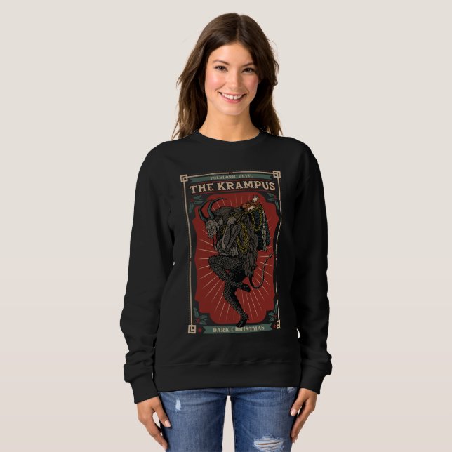 Dunkle Weihnachts Folklorischer Teufel Krampusbeut Sweatshirt (Vorne ganz)