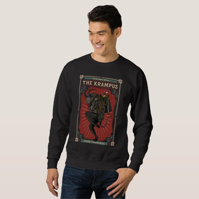 Dunkle Weihnachts Folklorischer Teufel Krampusbeut Sweatshirt (Vorne ganz)
