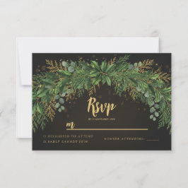 Dunkle Weihnachtsgrün-Architektur-Hochzeits-Antwor RSVP Karte
