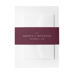 Dunkle Wein-Minimalist-Hochzeit Reicher Burgunde Einladungsbanderole