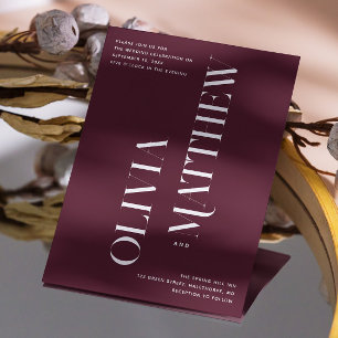 Dunkle Wein-Minimalistische-Typografie-Hochzeit. F Einladung