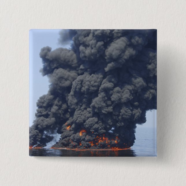 Dunkle Wolken von Rauch und Feuer tauchen auf 2 Button (Vorderseite)