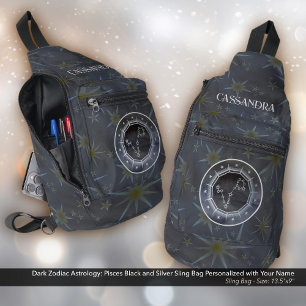 Dunkle Zodiac-Astrologie: Fische Silbergoldene Bez Crossbody Bag