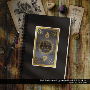 Dunkle Zodiac-Astrologie: Gemini Black & Gold Aufkleber