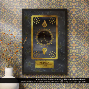 Dunkle Zodiac-Astrologie: Schwarzer Goldname Poster