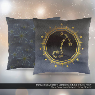 Dunkle Zodiac-Astrologie: Skorpio Black & Gold Kissen