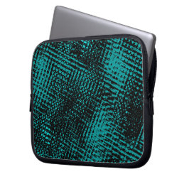Dunkle zyangrüne Striche kreuzen wie eine Einbeulu Laptopschutzhülle