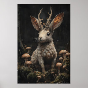 Dunkler Akademie-Jackalope-Druck, Moody Forestcore Poster
