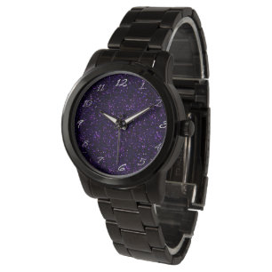 Dunkler Amethyst Lila Glitzer Armbanduhr