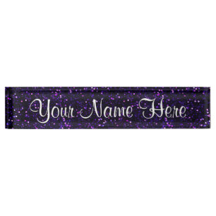 Dunkler Amethyst lila Glitzer Namensplakette