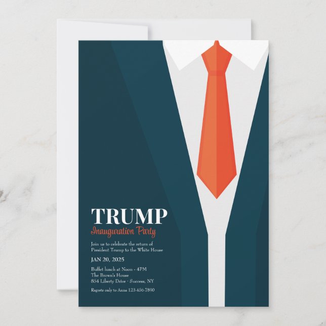 Dunkler Anzug Rote Krawatte Einweihung Party Einladung (Vorderseite)