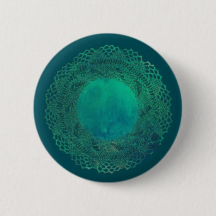 Dunkler aquamariner Häkelarbeit-Spitzedoily-Knopf Button