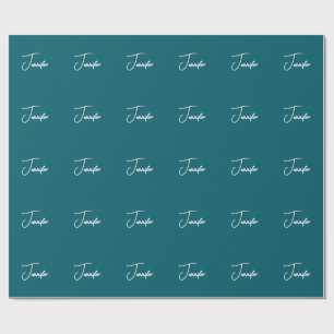 Dunkler Aquamariner Trend Moderner Name für Minima Geschenkpapier