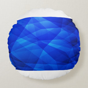 Dunkler BLAU abstrakt polygonal. geometrisch dreie Rundes Kissen