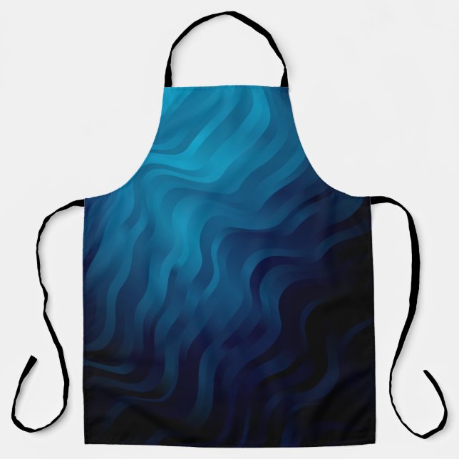 Dunkler BLAU Hintergrund mit Linien. Farbige Illus Schürze (Vorderseite)
