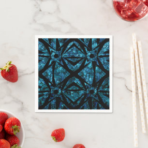 Dunkler Blauer geometrischer nächtlicher Botanisch Serviette