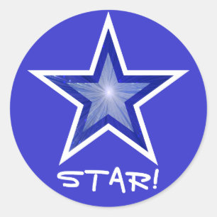 Dunkler blauer Star 'STAR' runder Aufkleber blau!