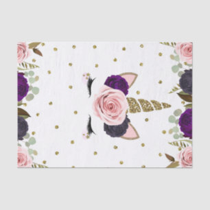 Dunkler Blumiger Glamour Gold Glitter Einhorn Gebu Seidenpapier