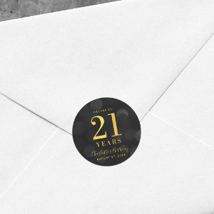 Dunkler Bokeh Goldbeifall zu 21 Jahren Runder Aufkleber