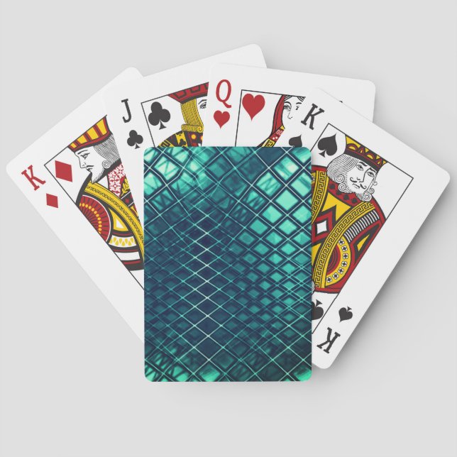 Dunkler Cyan, der eine gewölbte Jute-Mat zeichne Spielkarten (Rückseite)