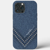 Dunkler Denim mit V-Shape-Rhinestones