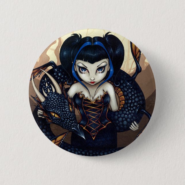 "Dunkler Drache-" Knopf Button (Vorderseite)
