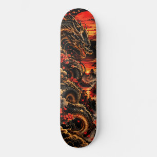 Dunkler Drachen Skateboard – Gotische rote Sonnenu