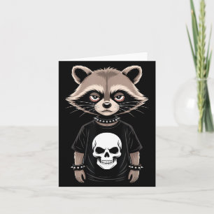 Dunkler Emo-Waschbär mit Totenkopf-Punk-Stil Alter Karte