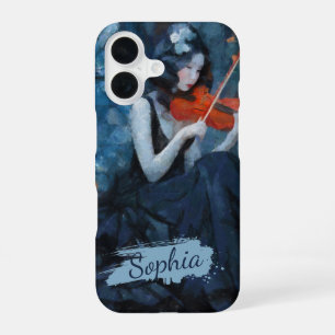 Dunkler Fantasy-Gotik-Geigerin im mondbeschienenen iPhone 16 Hülle