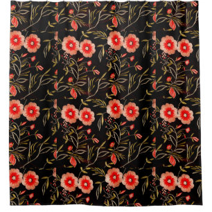 Dunkler floraler Hintergrund Rosa Rot Duschvorhang
