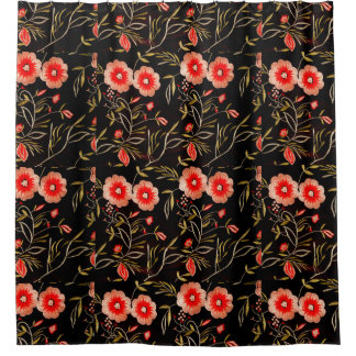 Dunkler floraler Hintergrund Rosa Rot Duschvorhang