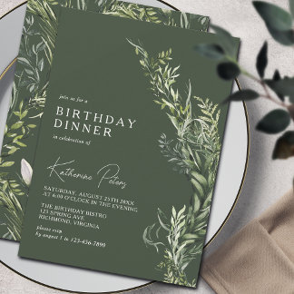 Dunkler Forest Green Moss | Botanisches Abendessen Einladung