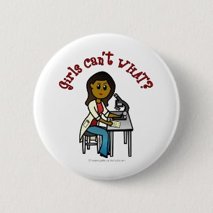 Dunkler Frauenwissenschaftler Button