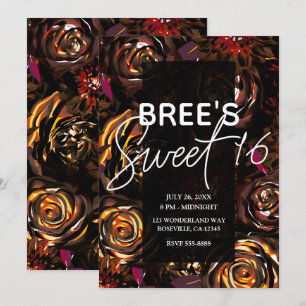 Dunkler Garten Herbst Blume fallen Süß 16 Party Einladung